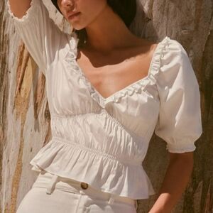 Reformation White Vineyard Blouse